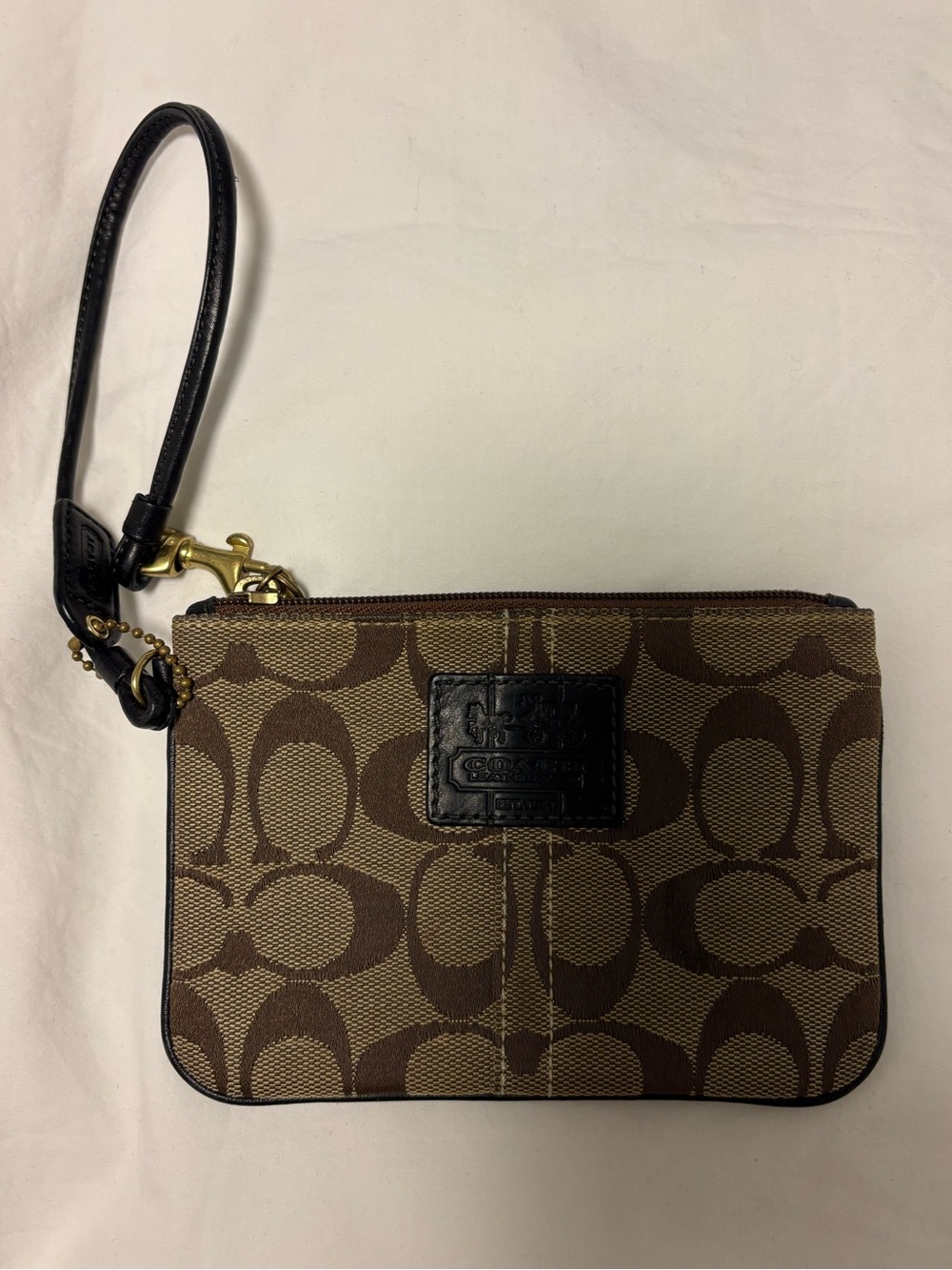 Coach Brown Signature Canvas Wristlet